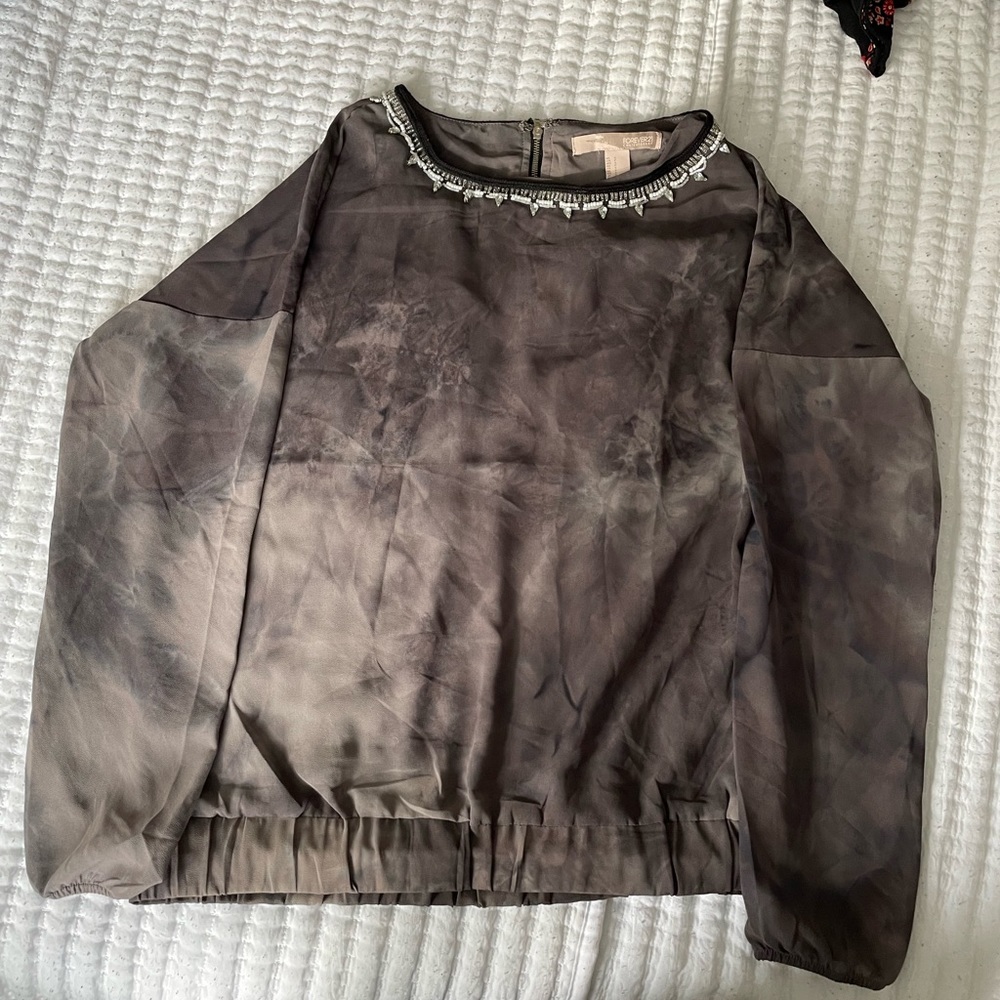 forever 21 grey/purple blouse with jewel details